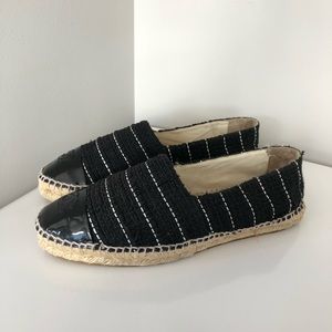 Chanel CC logo black tweed espadrilles size 40